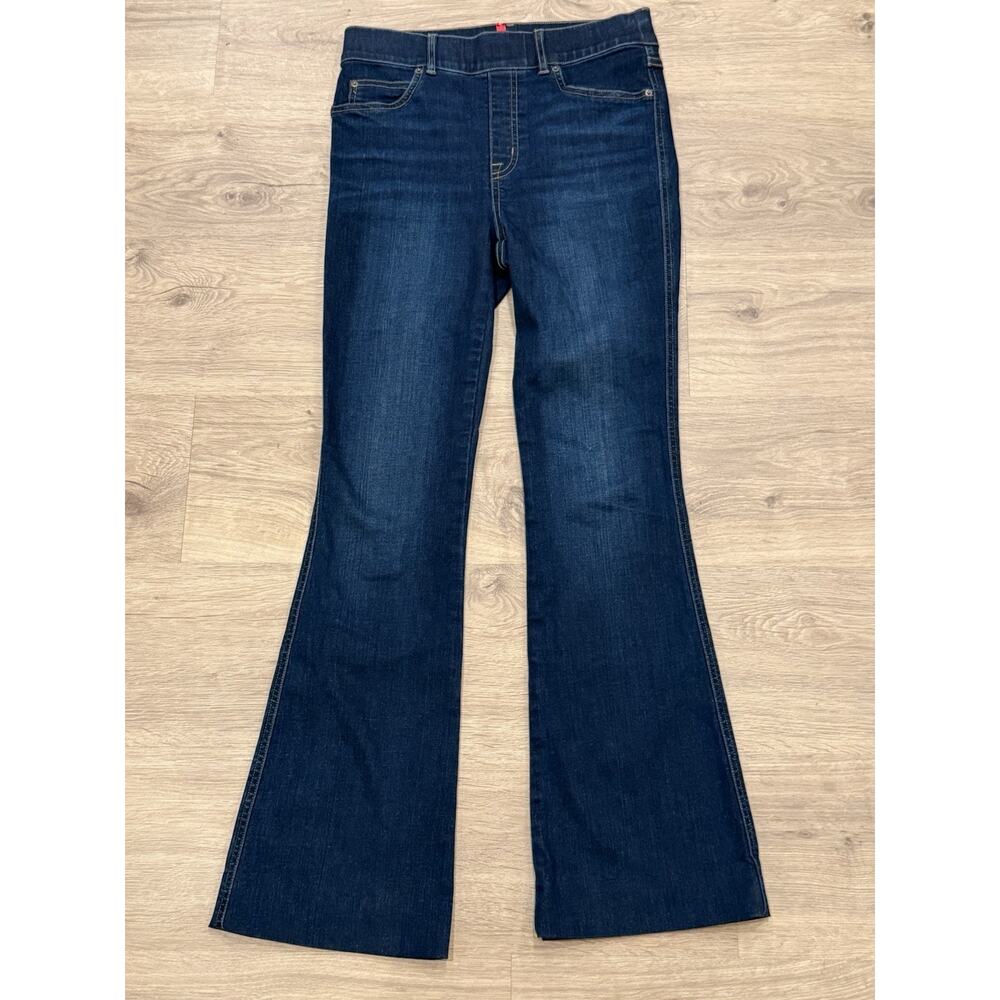 Spanx Flare Jeans Dark Wash Indigo High Rise Pull On Womens Small P